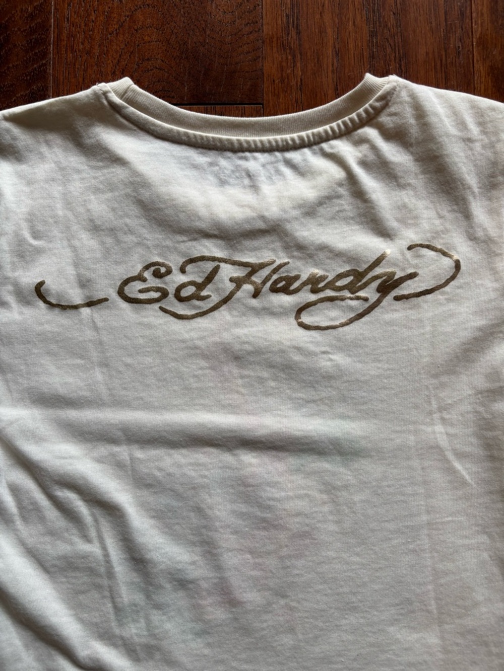 Ed Hardy Cream Koi Fish Graphic Tee | Size S | Floral Tattoo Style - Picture 7 of 9